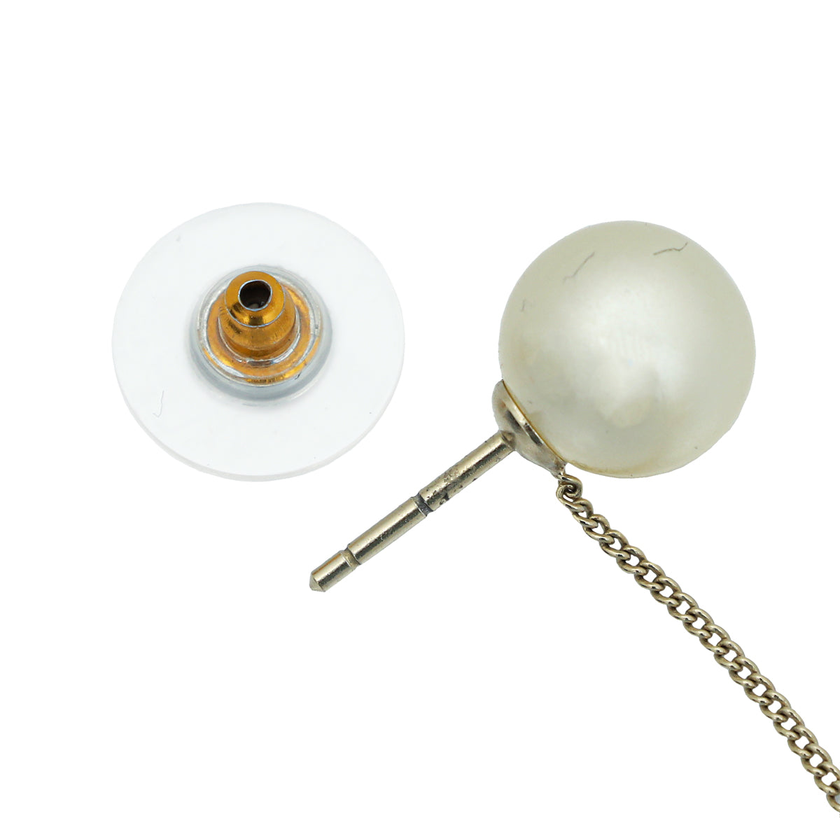 Chanel White CC Pearl Dangle Drop Earrings-Chanel-THE CLOSET