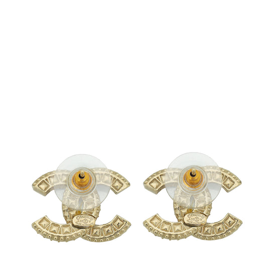 Chanel Gold CC Crystal Earrings
