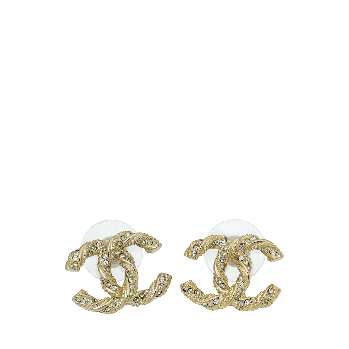 Chanel Gold CC Twisted Crystal Earrings-Chanel-THE CLOSET