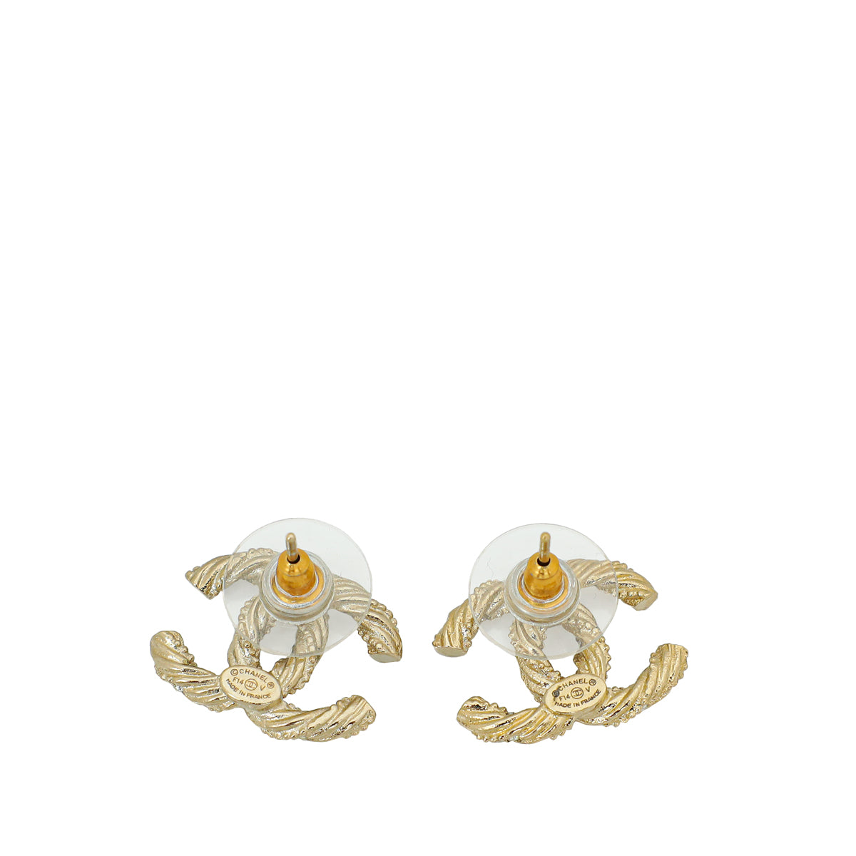 Chanel Gold CC Twisted Crystal Earrings