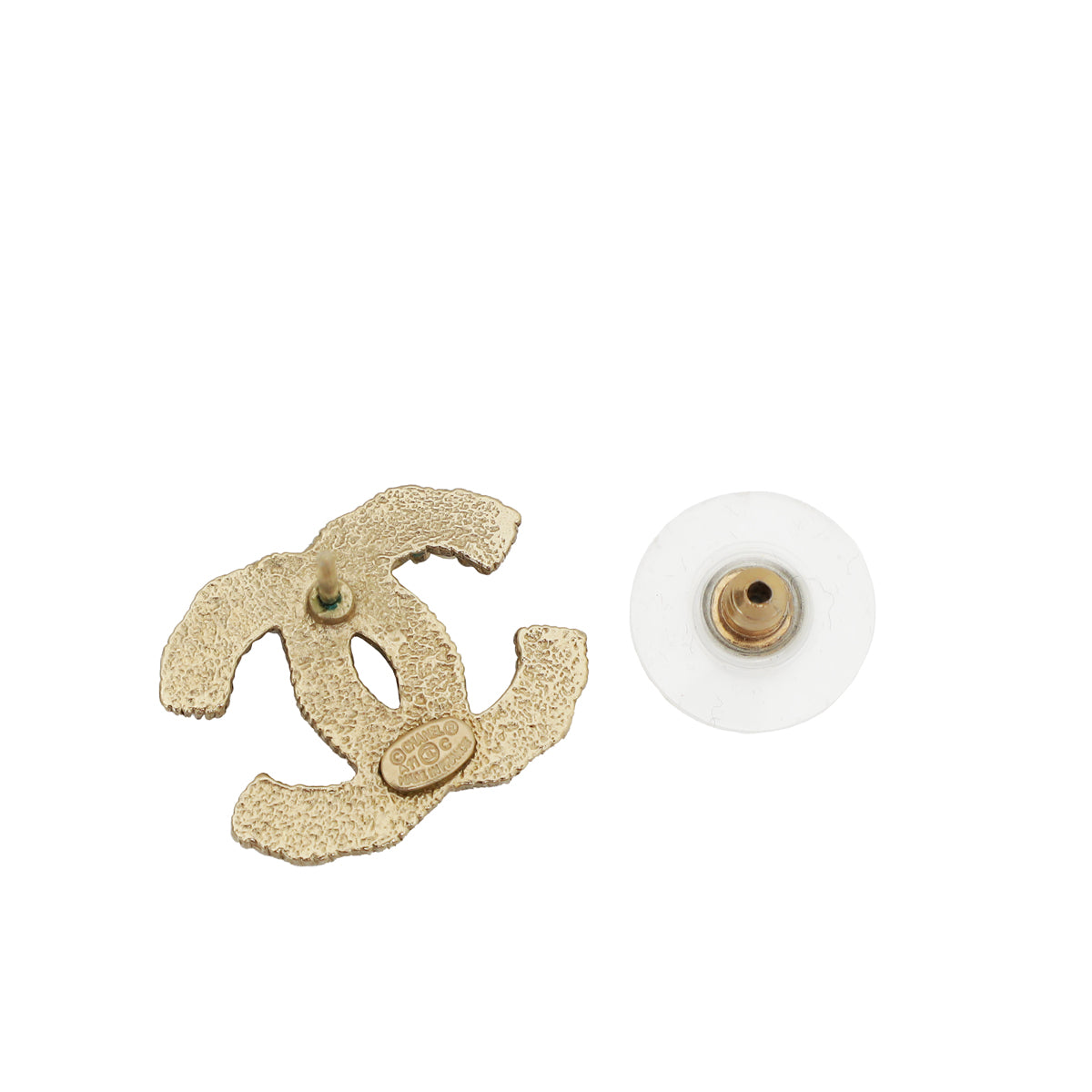 Chanel Gold CC Pearl Earrings