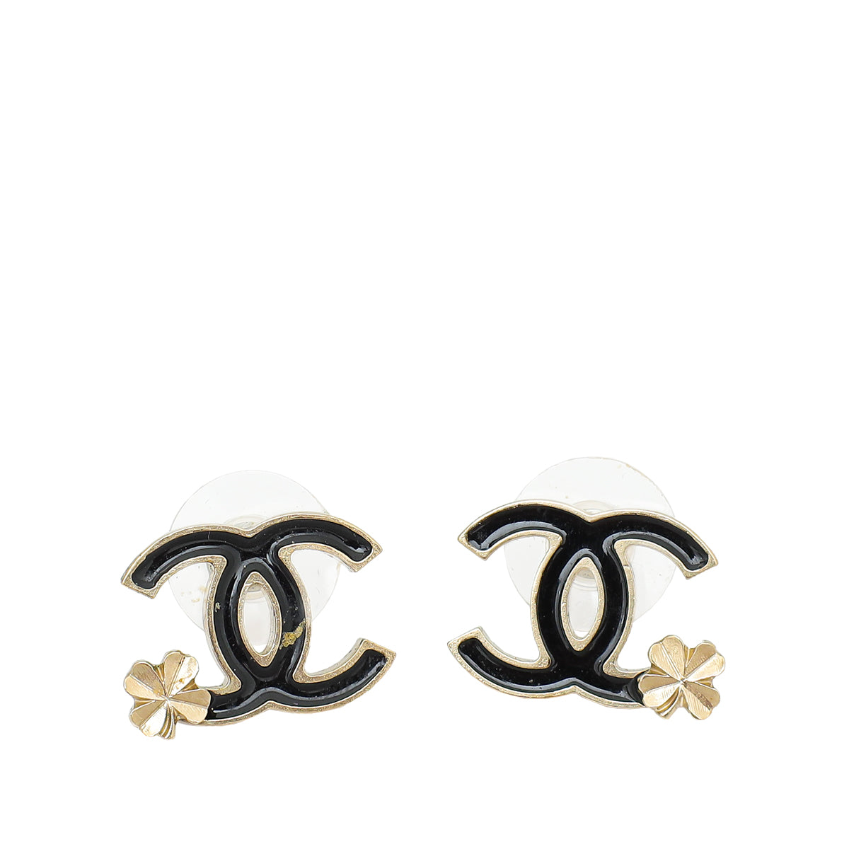 Chanel Black CC Enamel Earrings-Chanel-THE CLOSET