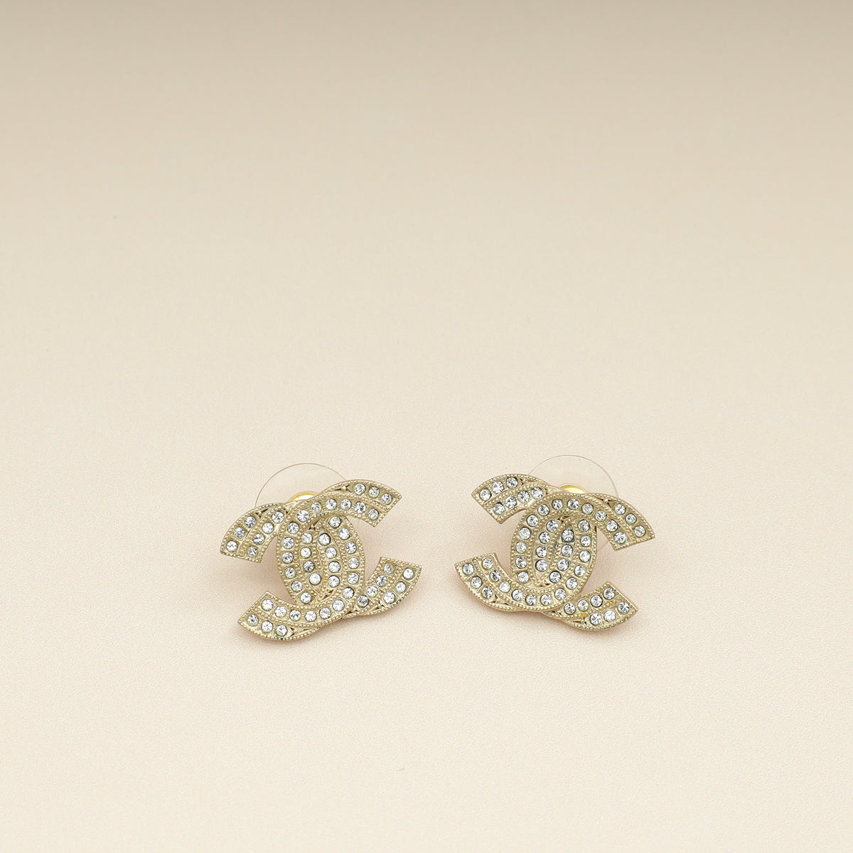 Chanel Gold CC Crystal Earrings
