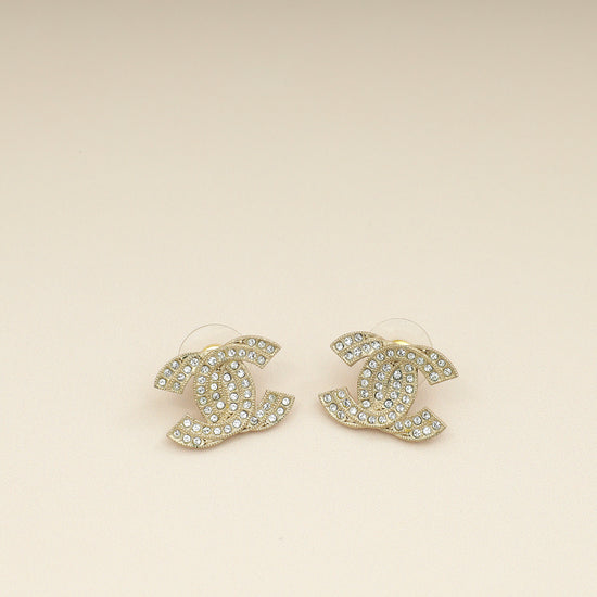 Chanel Gold CC Crystal Earrings