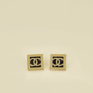 Chanel Black Square CC Earrings