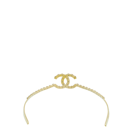 Chanel White CC Metal w/Pearl Headband