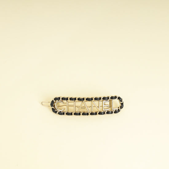Chanel Black Logo Detail Hair Clip