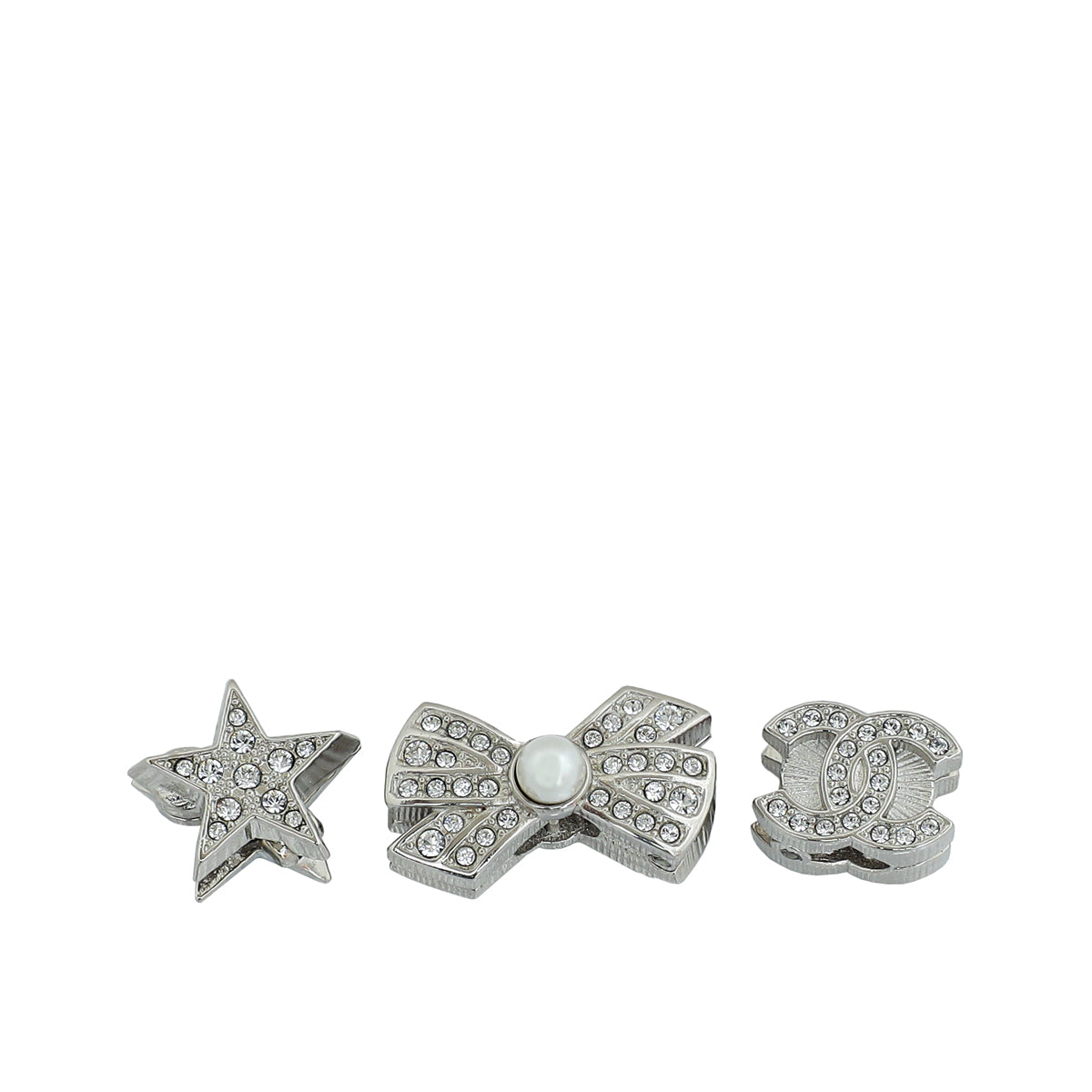 Chanel Silver CC-Bow-Star Hair Charms-Chanel-THE CLOSET