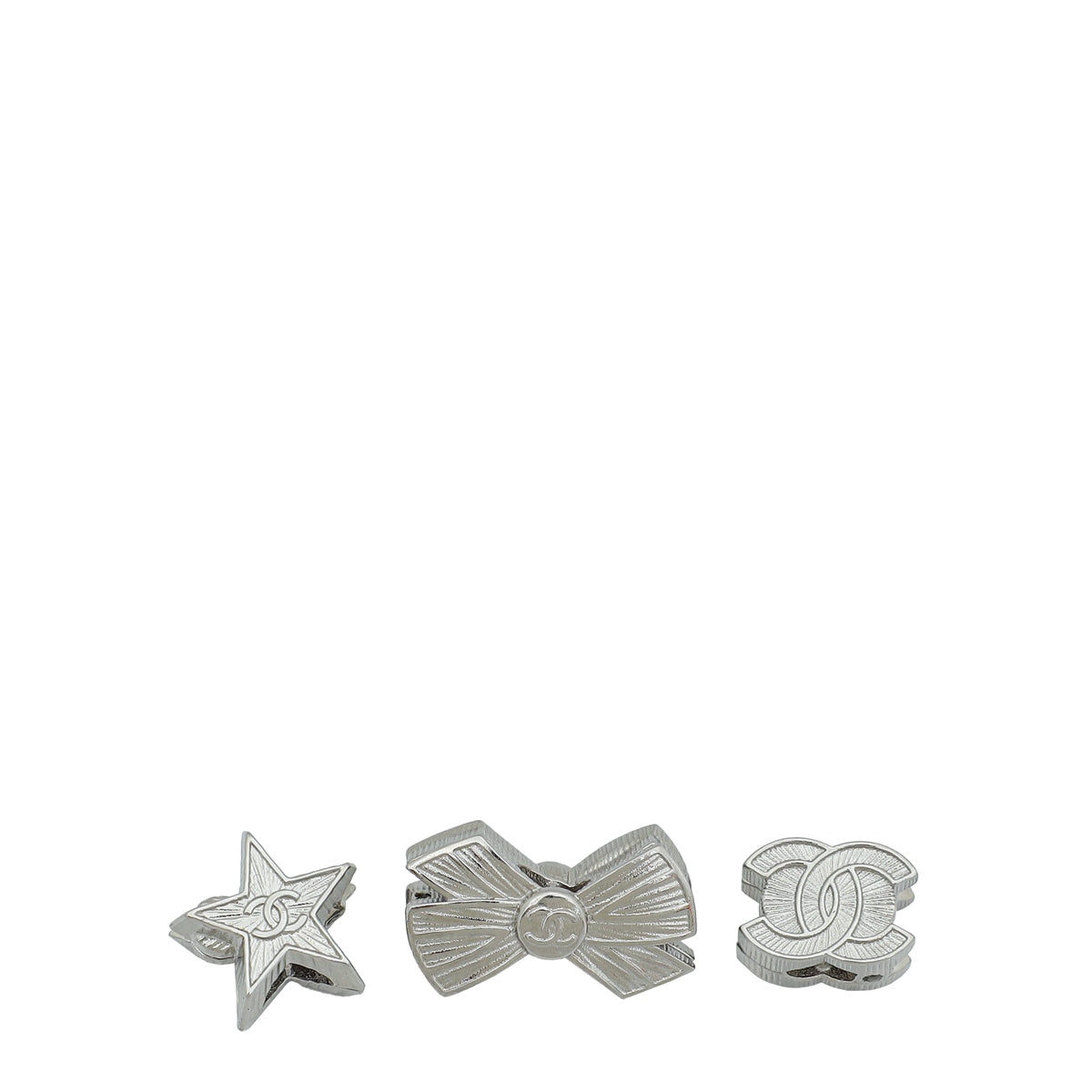 Chanel Silver CC-Bow-Star Hair Charms-Chanel-THE CLOSET