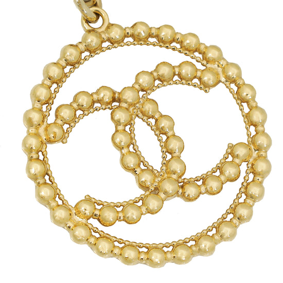 Chanel Gold CC Round Pendant Necklace