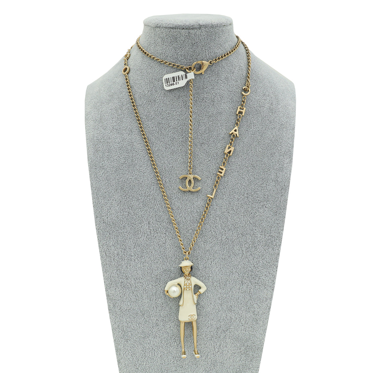 Chanel Ivory CC Coco Mademoiselle Figurine Enamel Pendant Necklace-Chanel-THE CLOSET