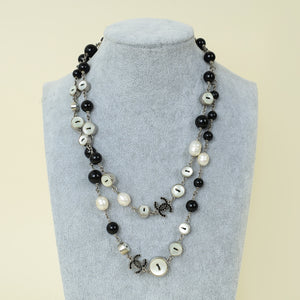 Chanel Bicolor CC Crystal Buttons Necklace