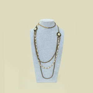 Chanel Black CC Button Chain Long Necklace