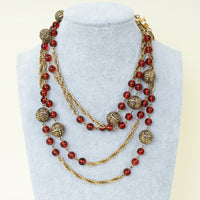 Chanel Red Vintage CC Long Necklace