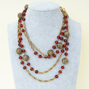 Chanel Red Vintage CC Long Necklace