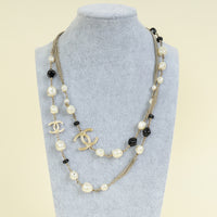 Chanel Bicolor CC Pearls Long Necklace