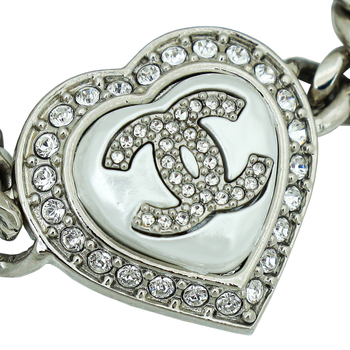 Chanel White CC Heart Chain Choker-Chanel-THE CLOSET