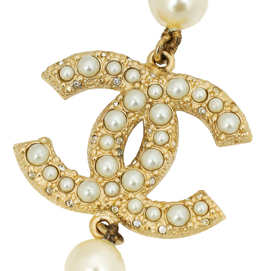 Chanel White CC Pearl 100th Anniversary Necklace