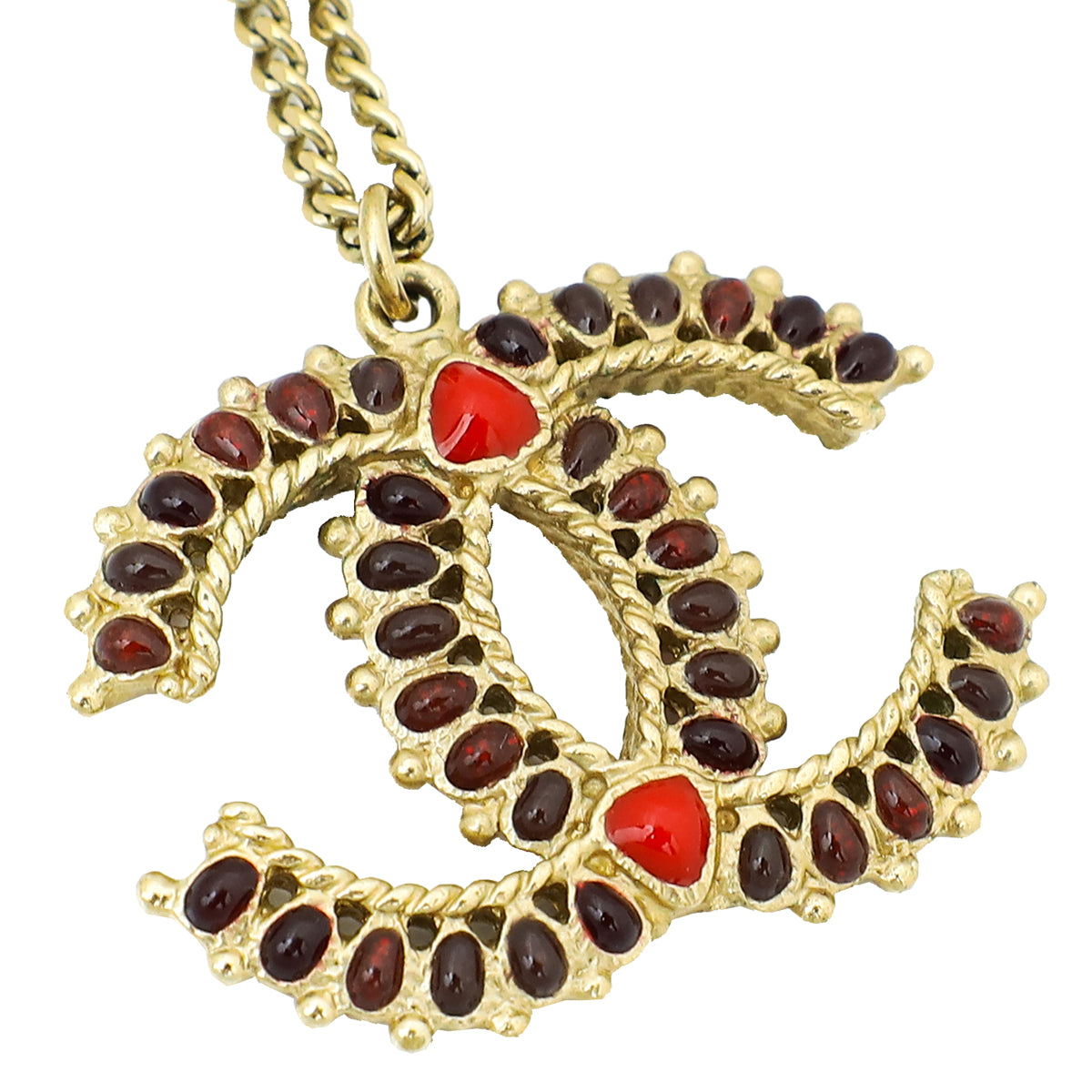 Chanel Bicolor CC Resin Pendant Necklace-Chanel-THE CLOSET