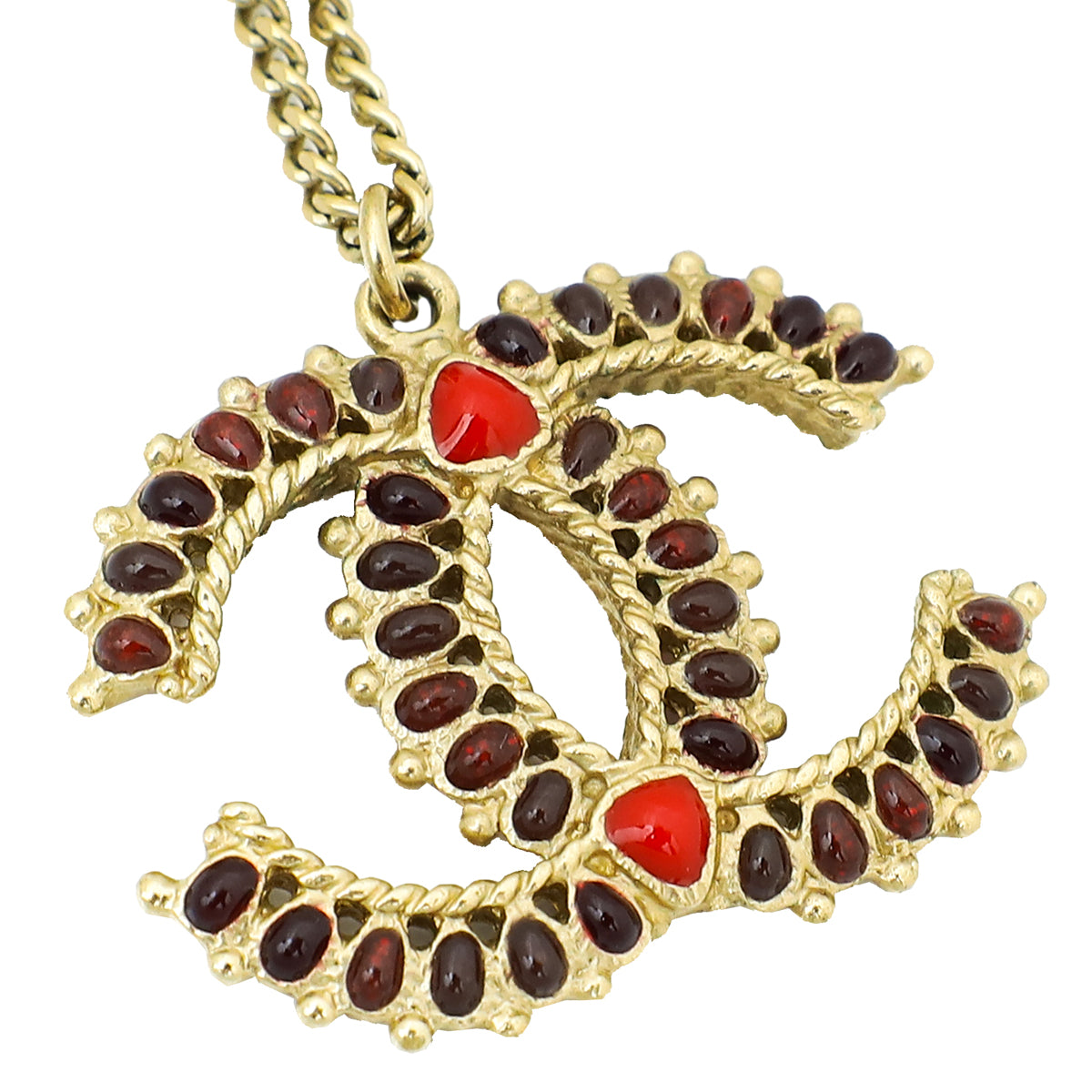 Chanel Bicolor CC Resin Pendant Necklace