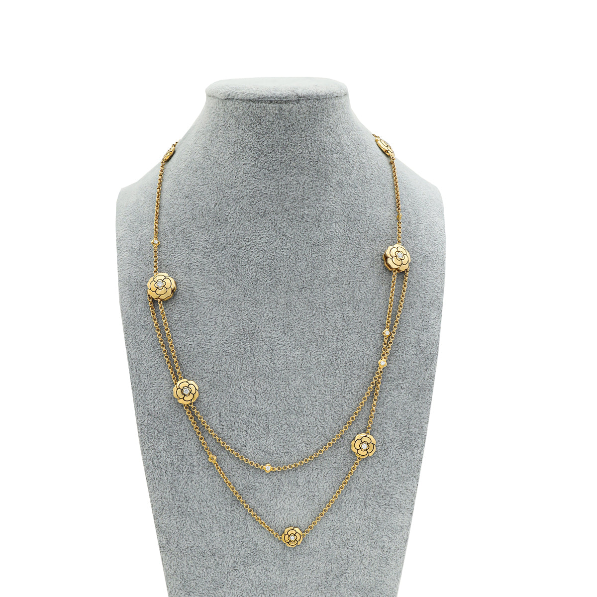 Chanel 18K Yellow Gold Diamonds Les Infinis de Camélia Necklace-Chanel-THE CLOSET