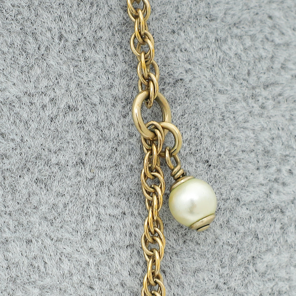 Chanel Aged Gold CC Pearl Crystal Necklace