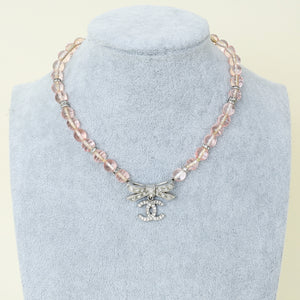 Chanel Light Pink CC Bow Crystal Choker