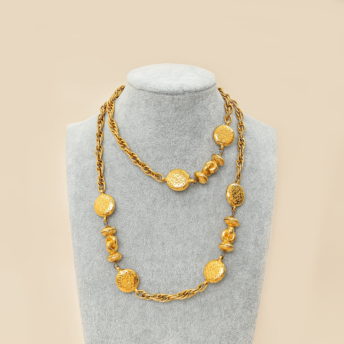 Chanel Gold Vintage Logo Coin Chain Necklace-Chanel-THE CLOSET