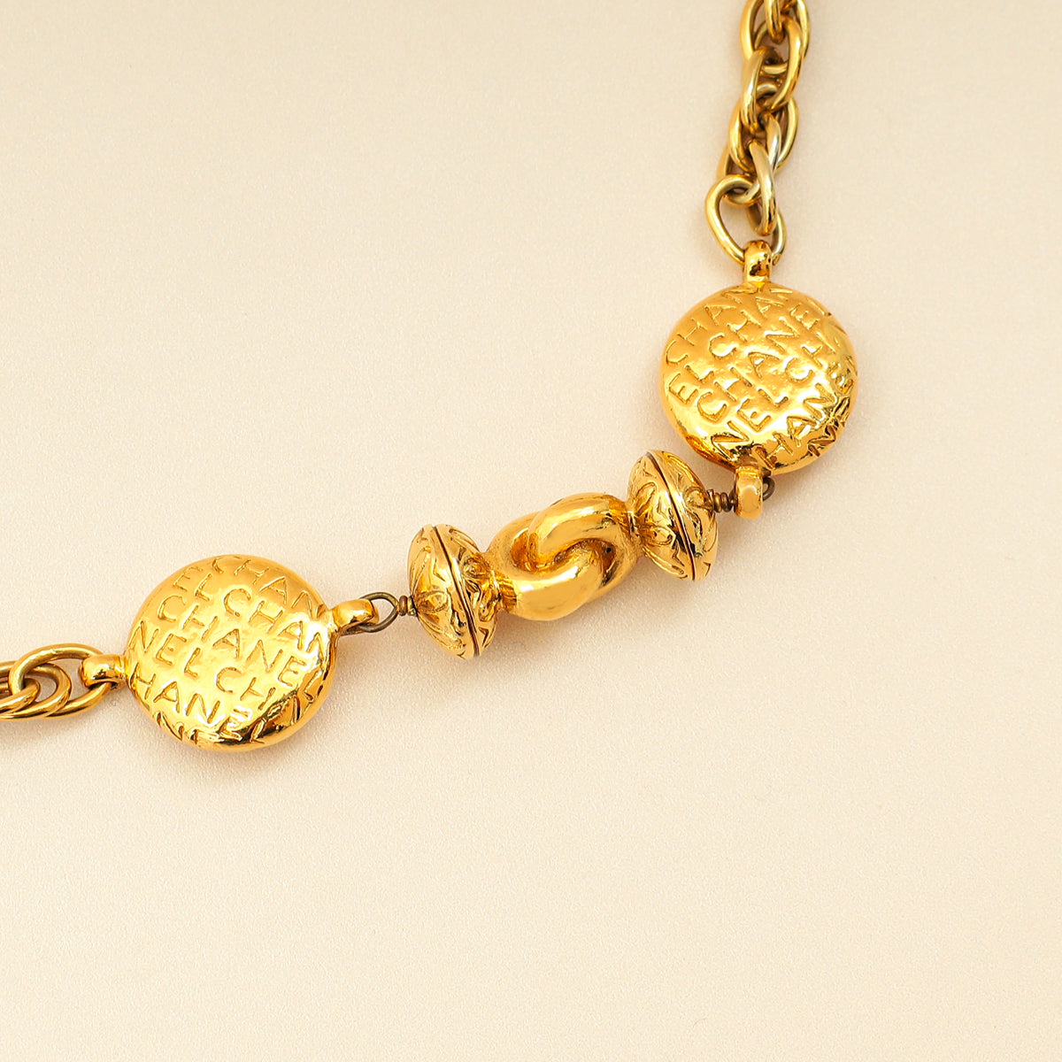 Chanel Gold Vintage Logo Coin Chain Necklace-Chanel-THE CLOSET