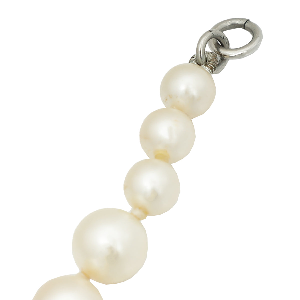 Chanel White CC Pearl Long Necklace