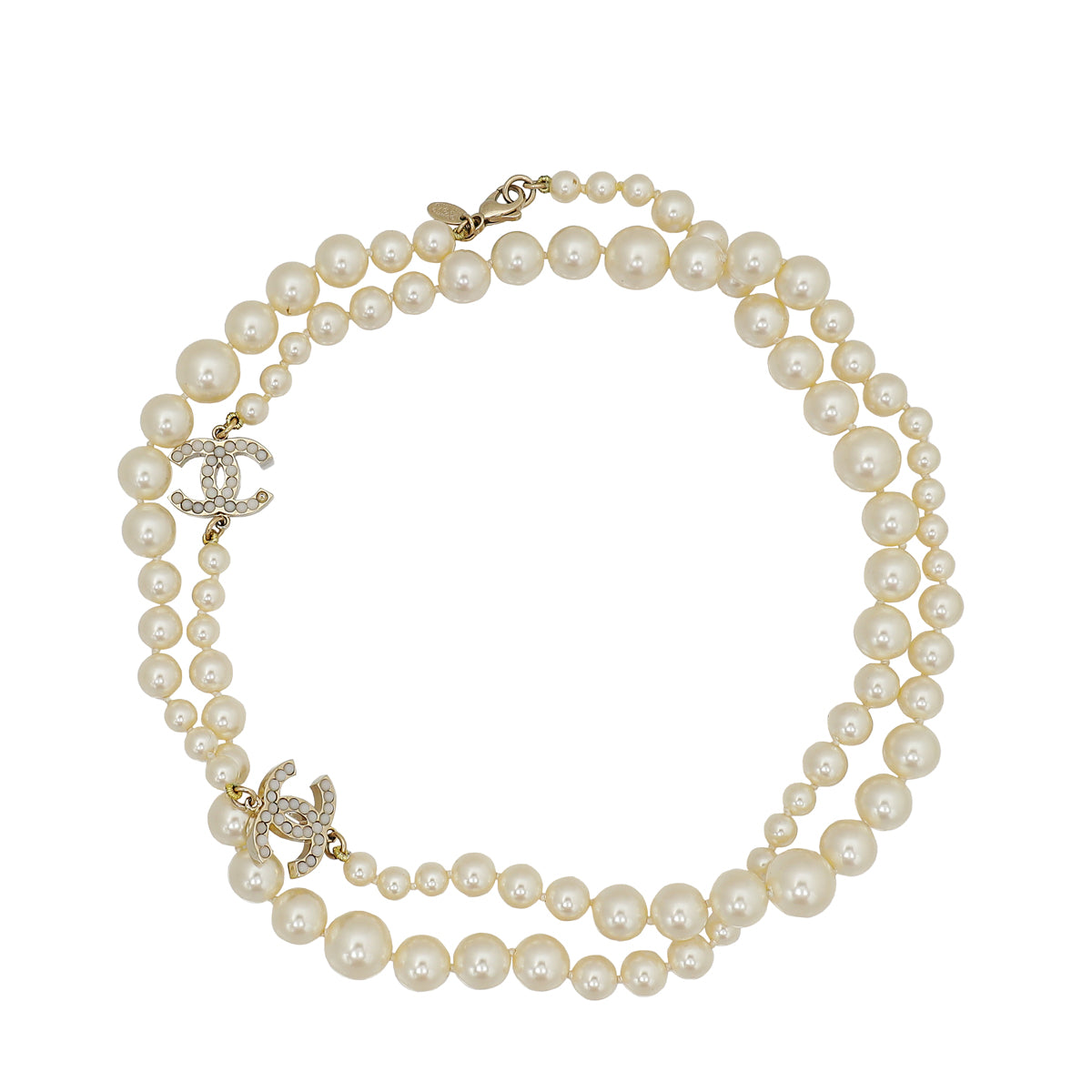 Chanel White CC Pearl Necklace-Chanel-THE CLOSET