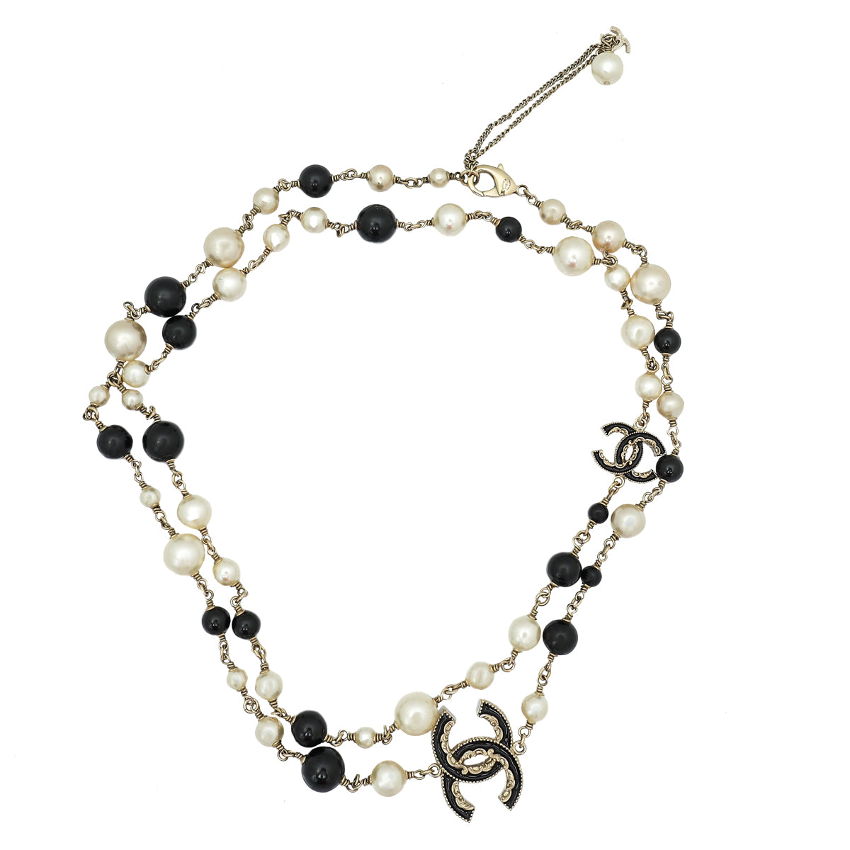 Chanel Bicolor CC Pearl Long Necklace
