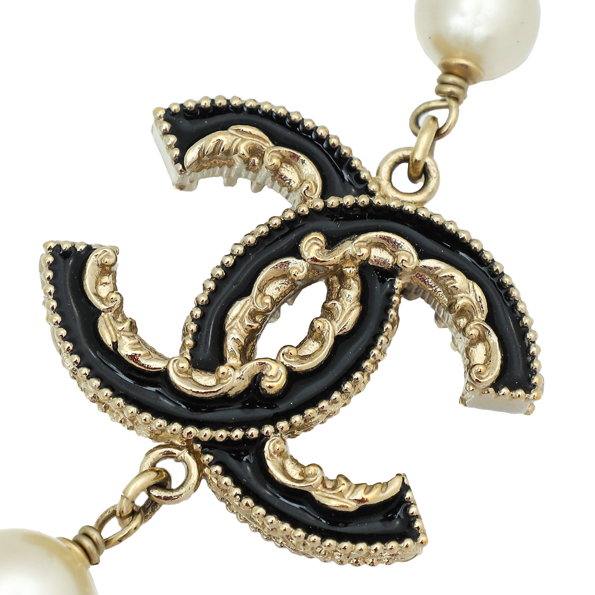Chanel Bicolor CC Pearl Long Necklace