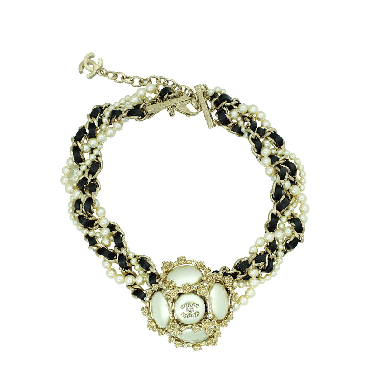 Chanel Bicolor CC Pearl Chain Choker Necklac-Chanel-THE CLOSET