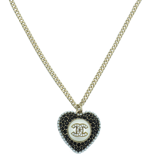 Chanel Bicolor CC Heart Necklace – The Closet