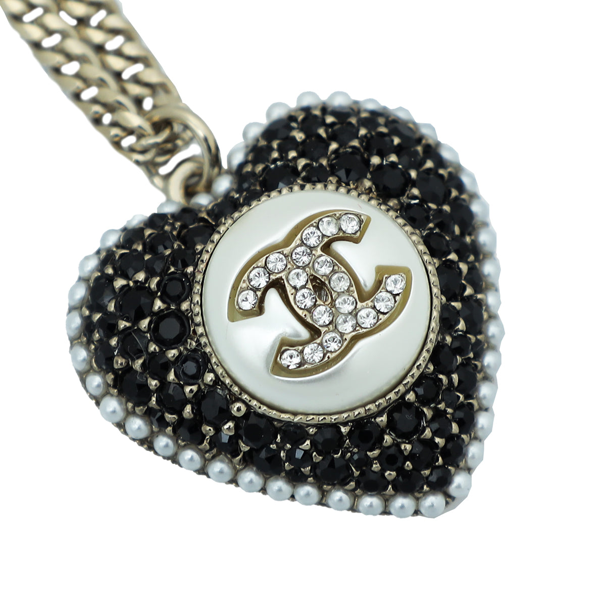 Chanel Bicolor CC Heart Necklace