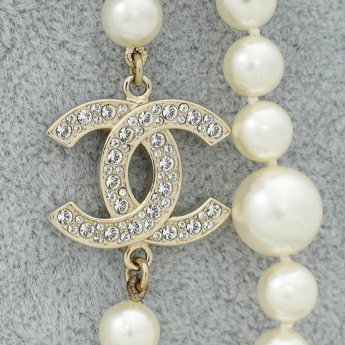 Chanel Gold CC Pharrell Williams Crystal Logo Pearl Necklace