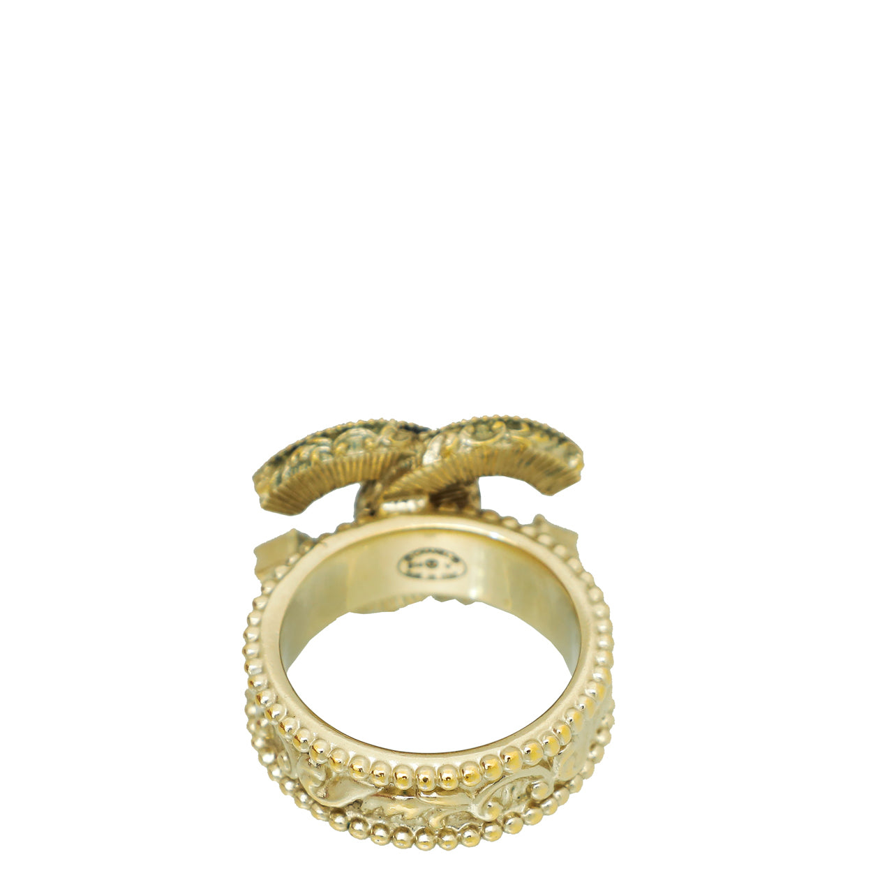 Chanel Black Enamel Baroque CC Ring 6/52-Chanel-THE CLOSET