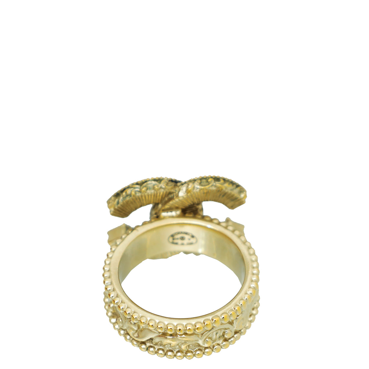 Chanel Black Enamel Baroque CC Ring 6/52