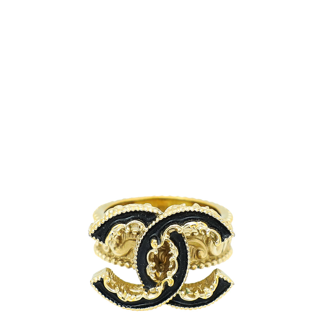 Chanel Black CC Baroque Ring 50-Chanel-THE CLOSET