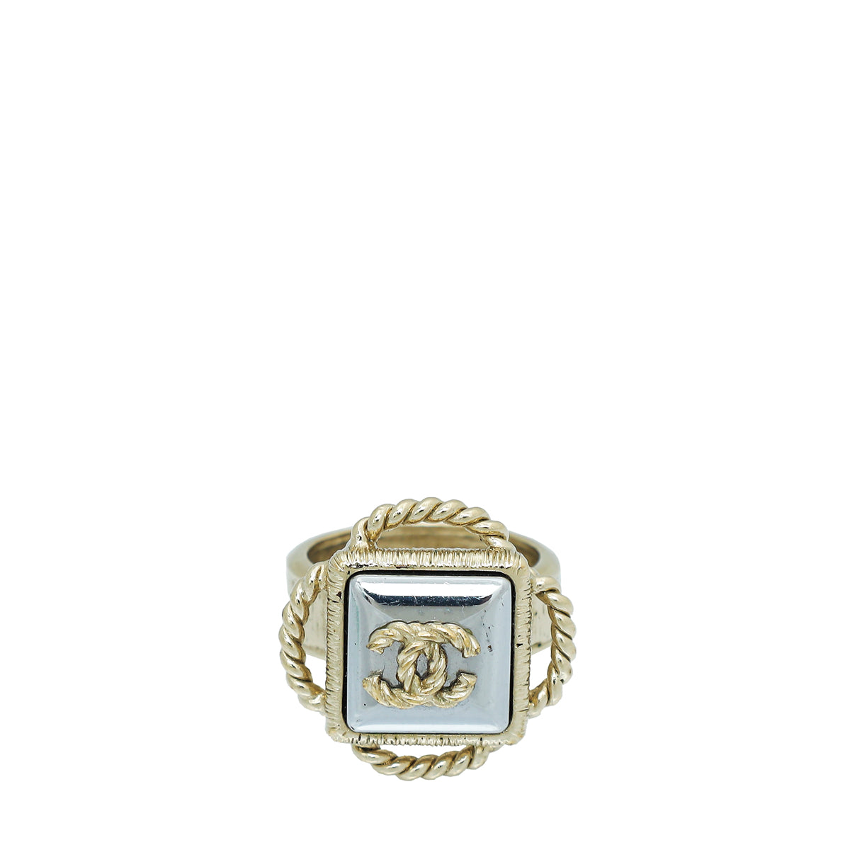 Chanel Bicolor Tone CC Square Ring-Chanel-THE CLOSET