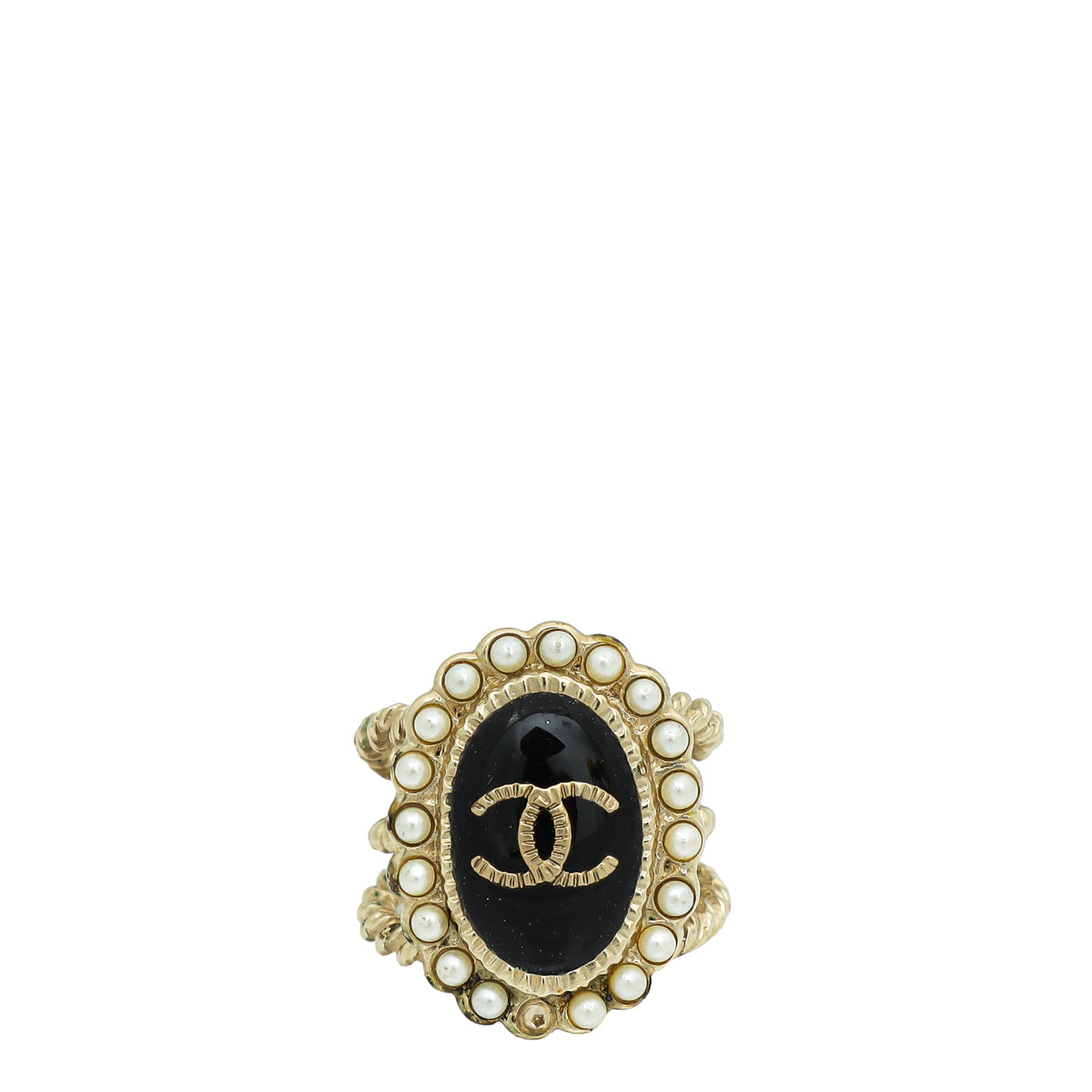 Chanel Rings Normal Chanel Black CC Enamel Pearl Ring 50 – THE CLOSET