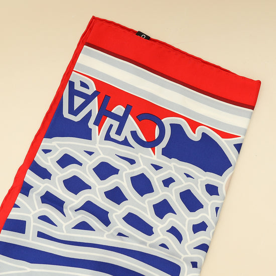 Chanel Multicolor Logo Print Silk Scarf 90-Chanel-THE CLOSET