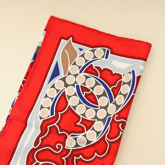 Chanel Multicolor Logo Print Silk Scarf 90-Chanel-THE CLOSET