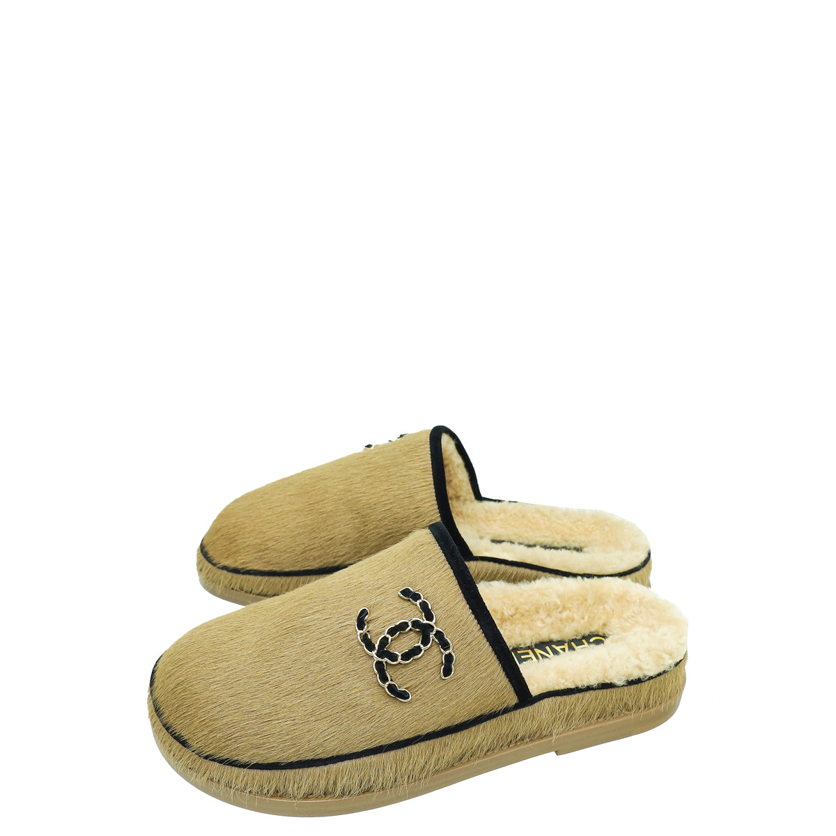 Chanel Bicolor CC Pony Hair and Shearling Mules 37-Chanel-THE CLOSET