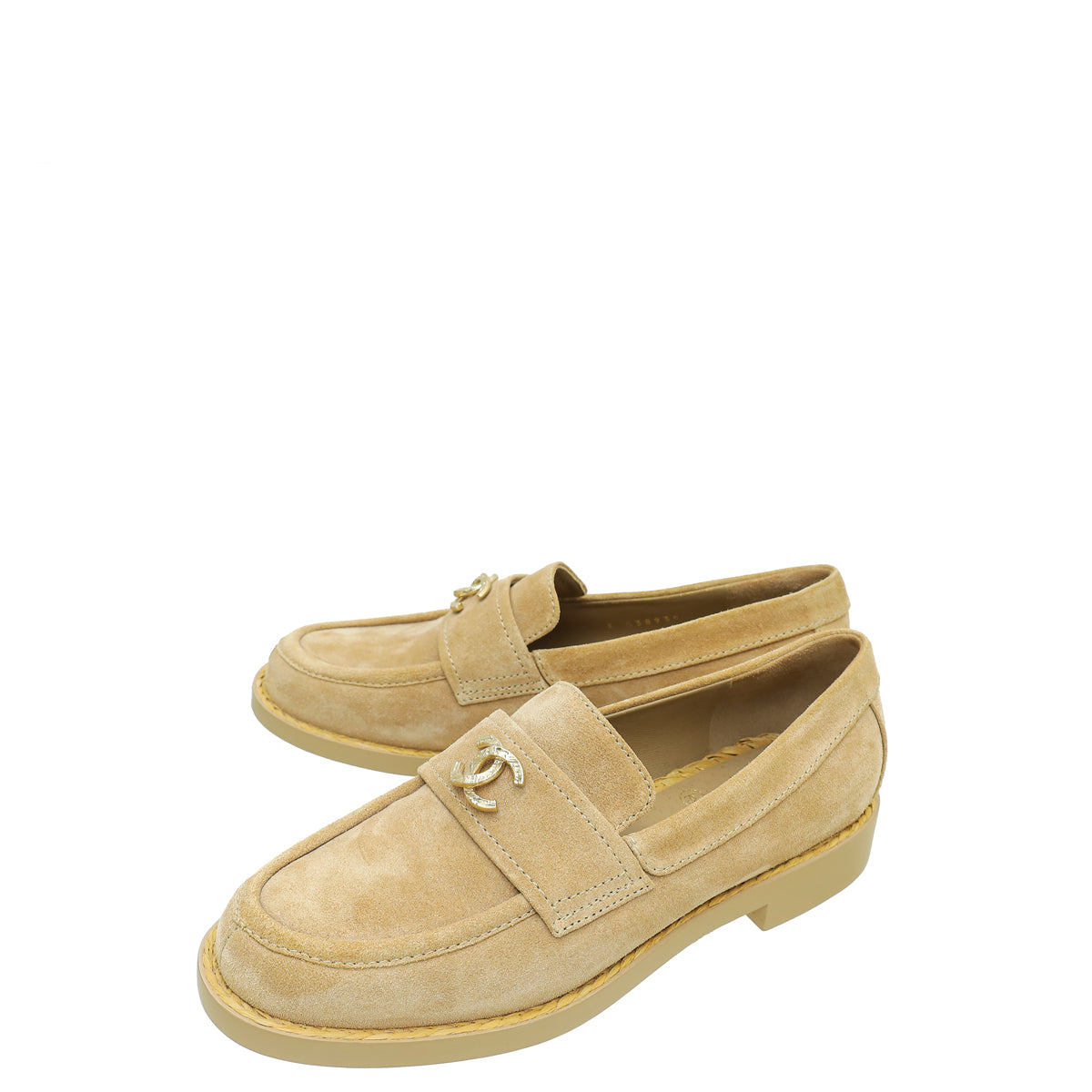 Chanel Beige CC Suede Moccasins Loafer 37-Chanel-THE CLOSET
