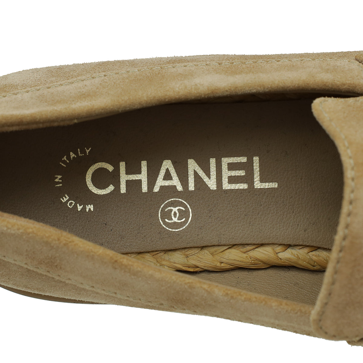 Chanel Beige CC Suede Moccasins Loafer 37