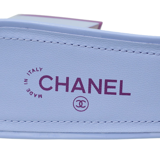 Chanel Purple CC Slide Mules 37