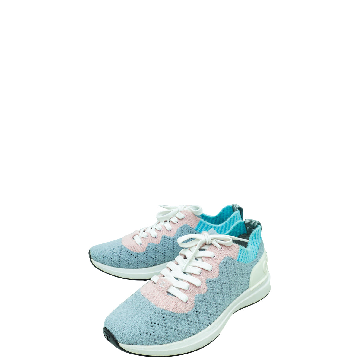 Chanel Bicolor Mixed Fabric Knit Sneakers 38.5-Chanel-THE CLOSET