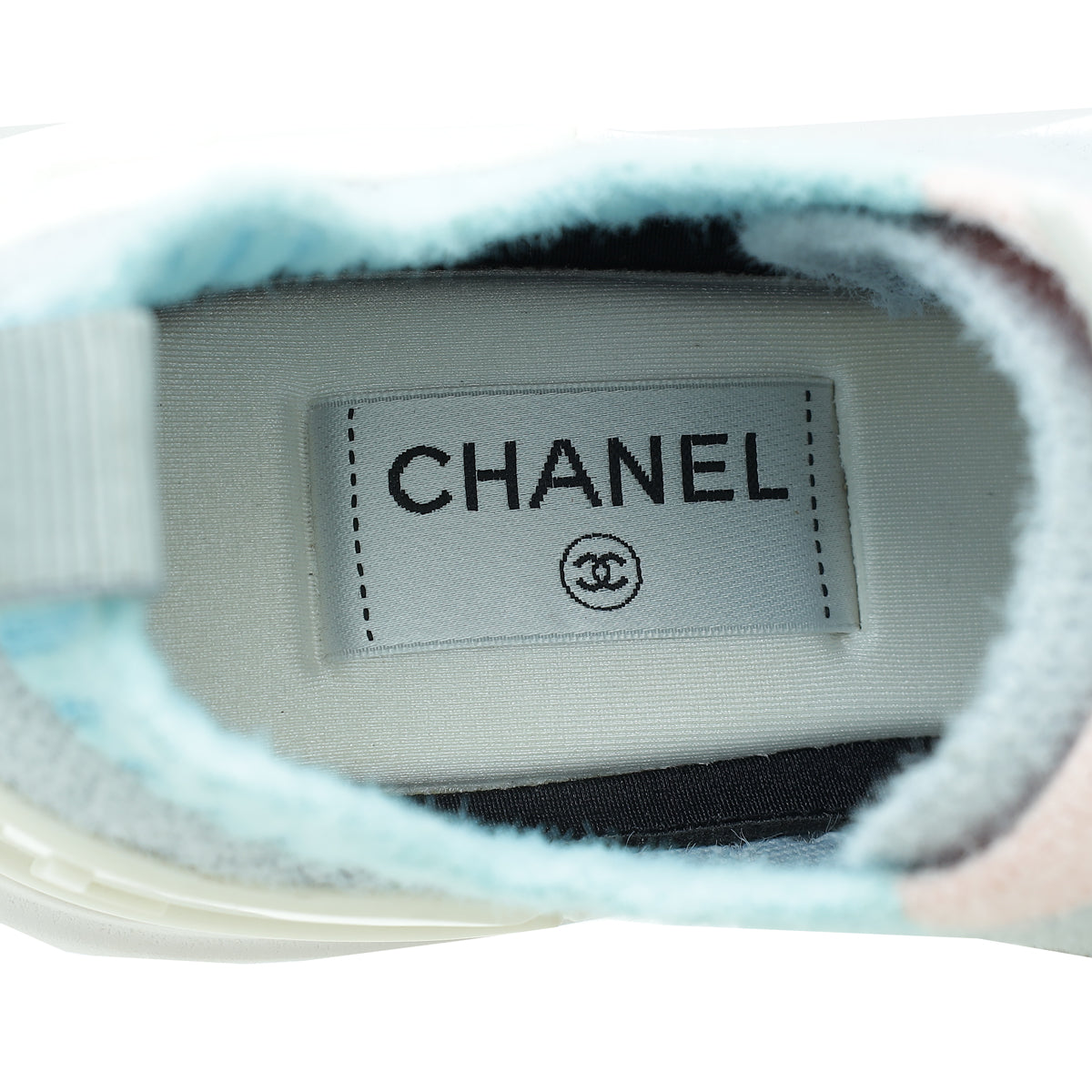 Chanel Bicolor Mixed Fabric Knit Sneakers 38.5